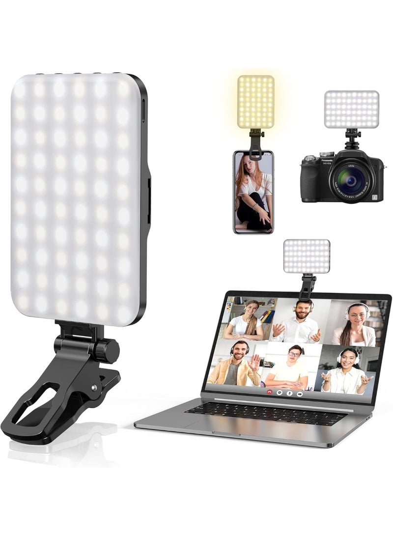 ضوء سيلفي ، 60 LED 2200mAh قابل لإعادة الشحن الهاتف الخلوي ملء ضوء 7 أوضاع ، سطوع 10 مستوى ، مقطع محمول على ضوء الهاتف / اللوح / الكمبيوتر المحمول ، مكياج مكالمة فيلم فيلم TikTok ملء ضوء - Image 1